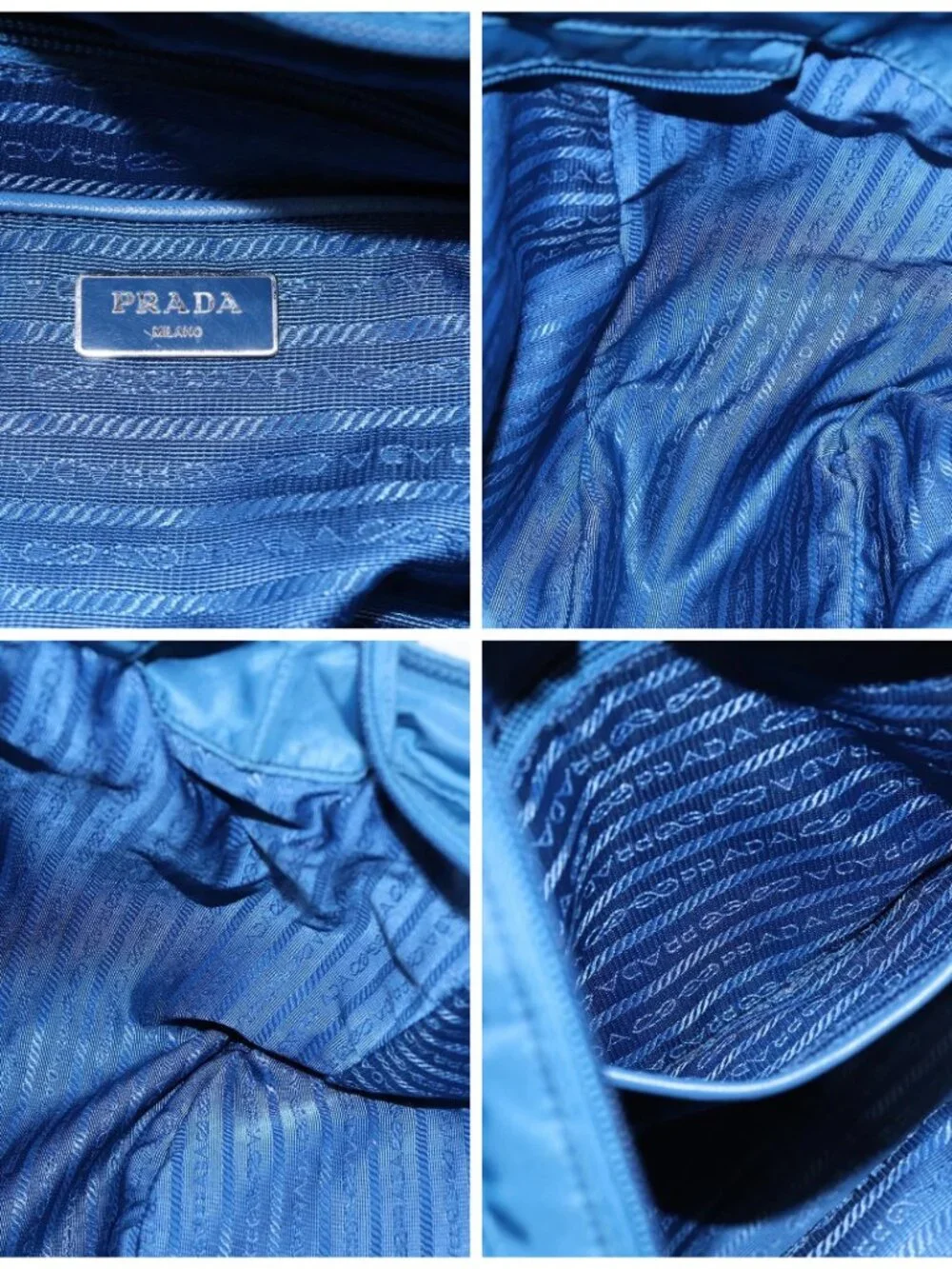 PRADA Shoulder Bag Nylon 2way Blue Silver - Picture 15 of 16